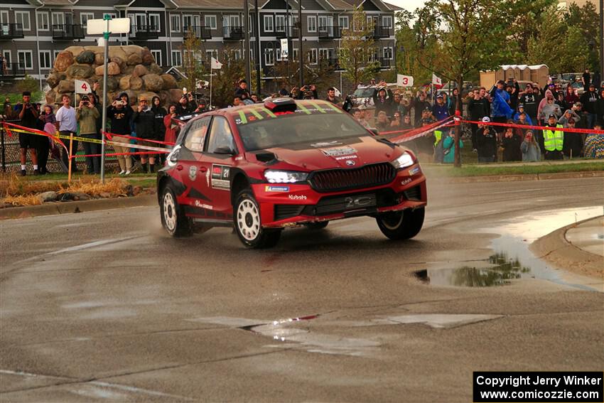 Conner Martell / Alex Gelsomino Skoda Fabia RS Rally2 on SS20, Sanford Center.