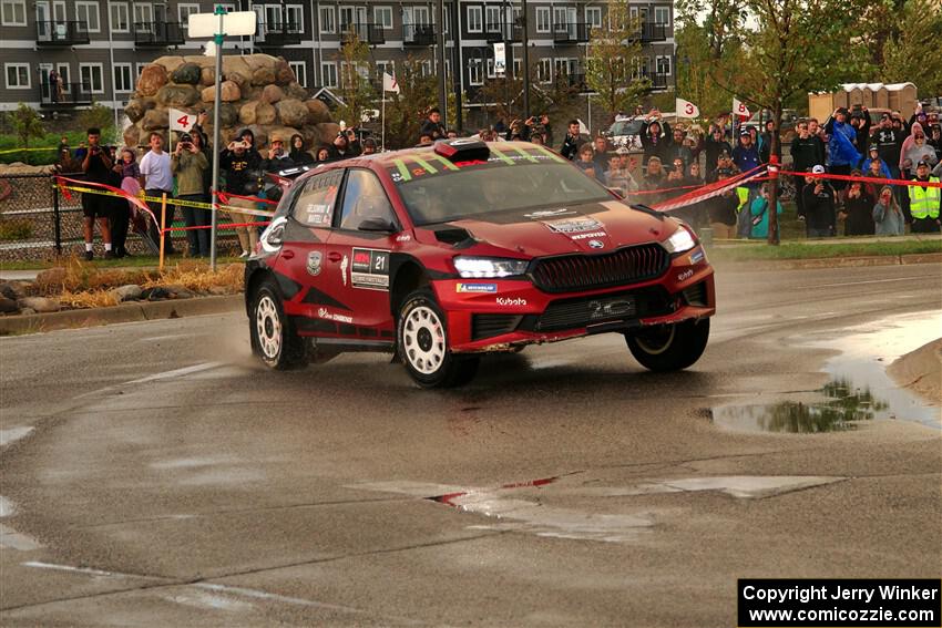 Conner Martell / Alex Gelsomino Skoda Fabia RS Rally2 on SS20, Sanford Center.