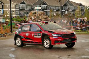 Conner Martell / Alex Gelsomino Skoda Fabia RS Rally2 on SS20, Sanford Center.