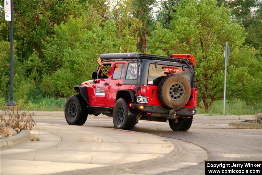 A Jeep Wrangler Rubicon sweeps SS20, Sanford Center.