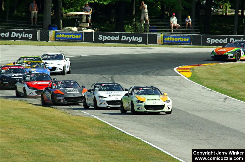 Selin Rollan's, Connor Zilisch's, Bruno Carneiro's and Michael Carter's Mazda MX-5 Cups