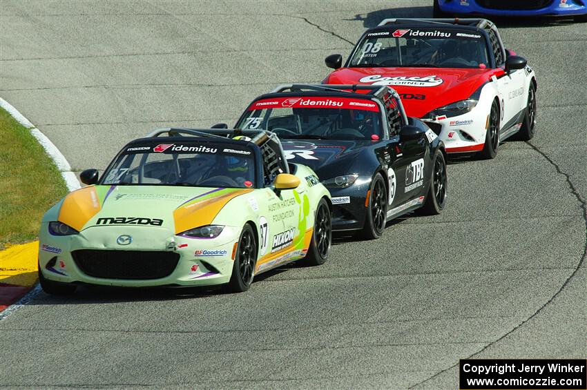 Selin Rollan's, Parker Kligerman's and Michael Carter's Mazda MX-5 Cups