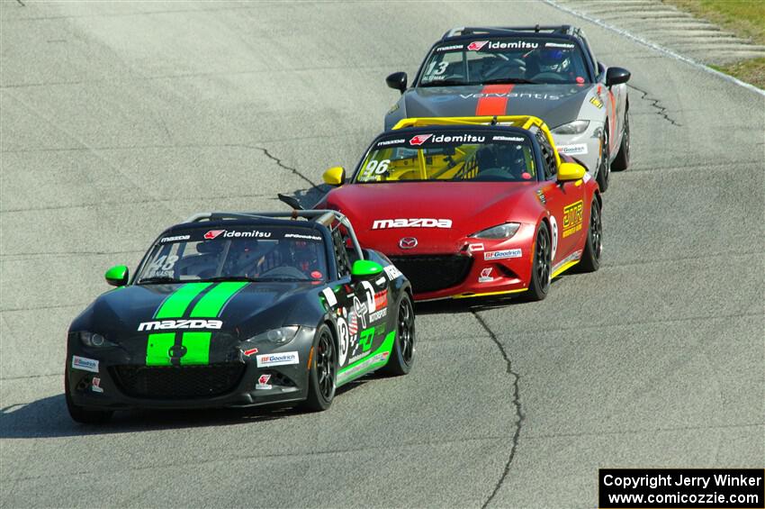 Joey Atanasio's, Jared Thomas' and Jenson Altzman's Mazda MX-5 Cups