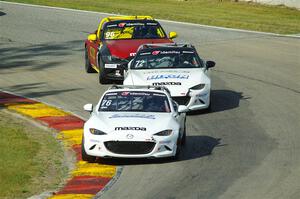 Matthew Dirks', Connor Zilisch's and Jared Thomas' Mazda MX-5 Cups