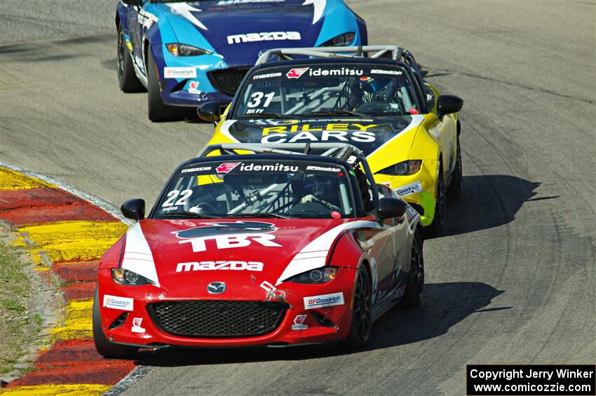 Laura Hayes', Jameson Riley's and Ethan Tyler's Mazda MX-5 Cup
