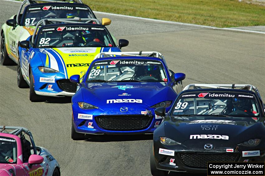 John Jodoin's, Sam Paley's, Woody Heimann's and Selin Rollan's Mazda MX-5 Cups
