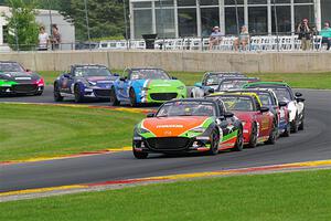 Gresham Wagner's, Jared Thomas' and Nate Cicero's Mazda MX-5 Cups lead the field.