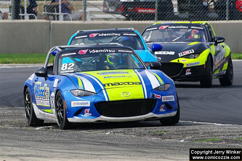 Woody Heimann's, John Hansen's and Bailey Cruse's Mazda MX-5 Cups