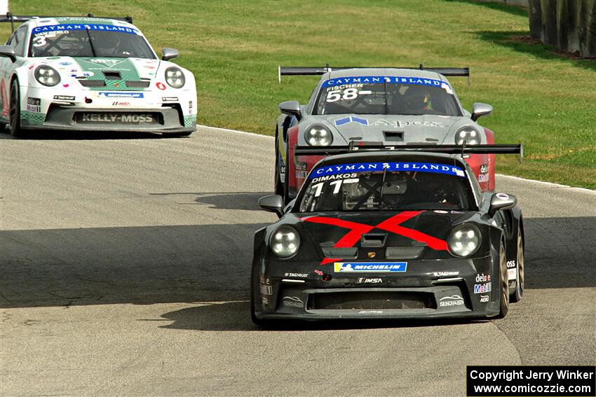 Dimitri Dimakos', T.J. Fischer's and Kay van Berlo's Porsche GT3 Cups