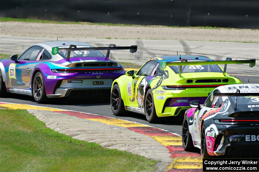 John Goetz's, Scott Blind's and Kyle Washington's Porsche GT3 Cups