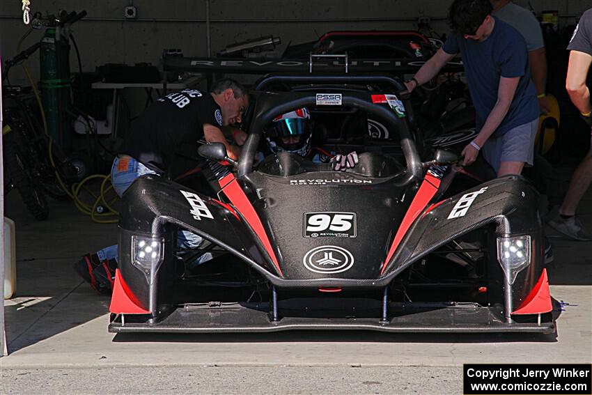 Zac Moseley's Revolution 500 Evo in the paddock garage.