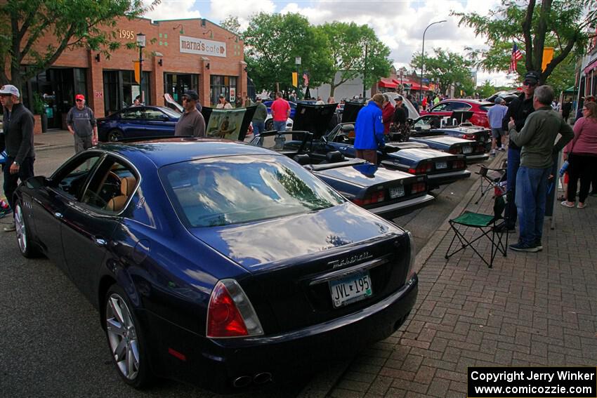 A Maserati GranTurisno S and several Alfa Romeo Spiders.