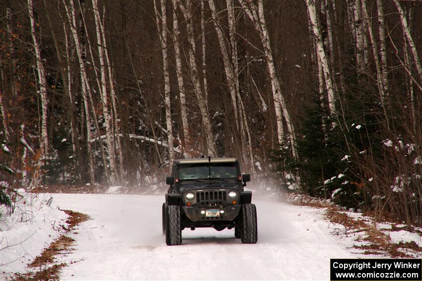 A Jeep Wrangler sweeps SS1, Nemadji Trail East I.