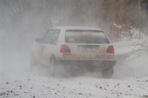 Josh Nykanen / Charlotte Himes VW GTI loops it and stalls briefly on SS2, Nemadji Trail West I.
