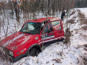 Nino Ortega / Peyton Goldenstein VW GTI goes off course on SS2, Nemadji Trail West I.