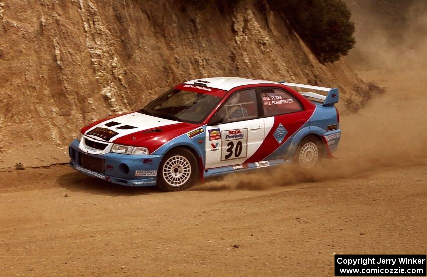 George Plsek / Jeff Burmeister Mitsubishi Lancer Evo 6 on the practice stage