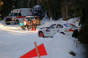 Steve Rowlands / Tessa Jordan BMW 330i recovers after spinning on SS15, Agren-Hunters II.