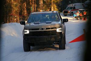 A Chevy Silverado pickup sweeps SS15, Agren-Hunters II.