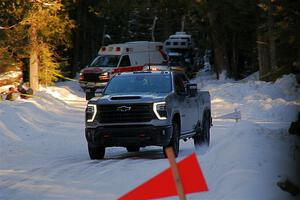 A Chevy Silverado pickup sweeps SS15, Agren-Hunters II.