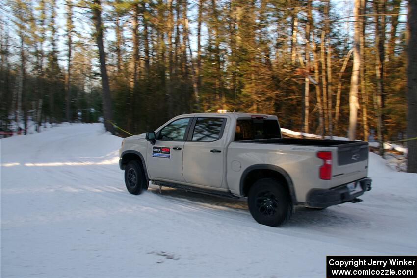 A Chevy Silverado pickup sweeps SS15, Agren-Hunters II.