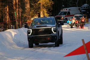 A Chevy Silverado pickup sweeps SS15, Agren-Hunters II.