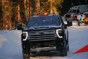 A Chevy Silverado pickup sweeps SS15, Agren-Hunters II.