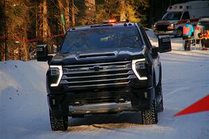 A Chevy Silverado pickup sweeps SS15, Agren-Hunters II.