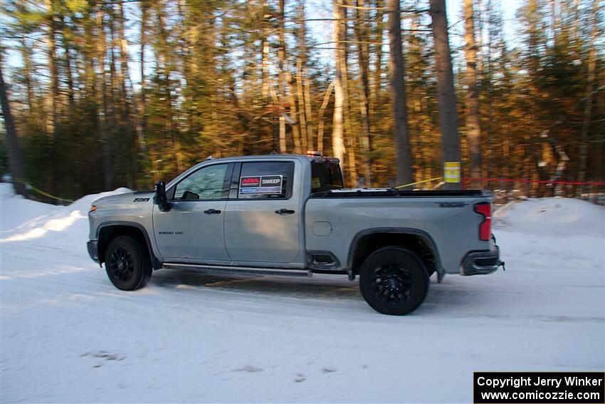 A Chevy Silverado pickup sweeps SS15, Agren-Hunters II.