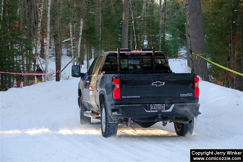 A Chevy Silverado pickup sweeps SS15, Agren-Hunters II.