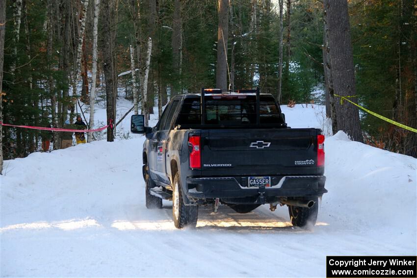 A Chevy Silverado pickup sweeps SS15, Agren-Hunters II.