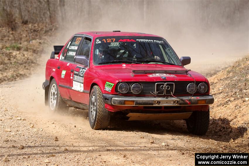 Levi Johnson / Griffin Johnson BMW 325e on SS1, Hazel Creek I.
