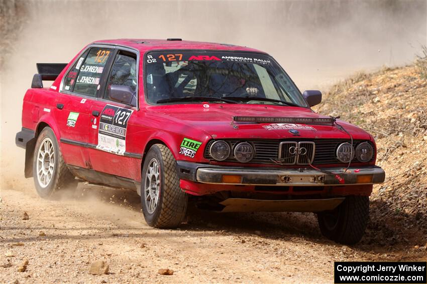 Levi Johnson / Griffin Johnson BMW 325e on SS1, Hazel Creek I.