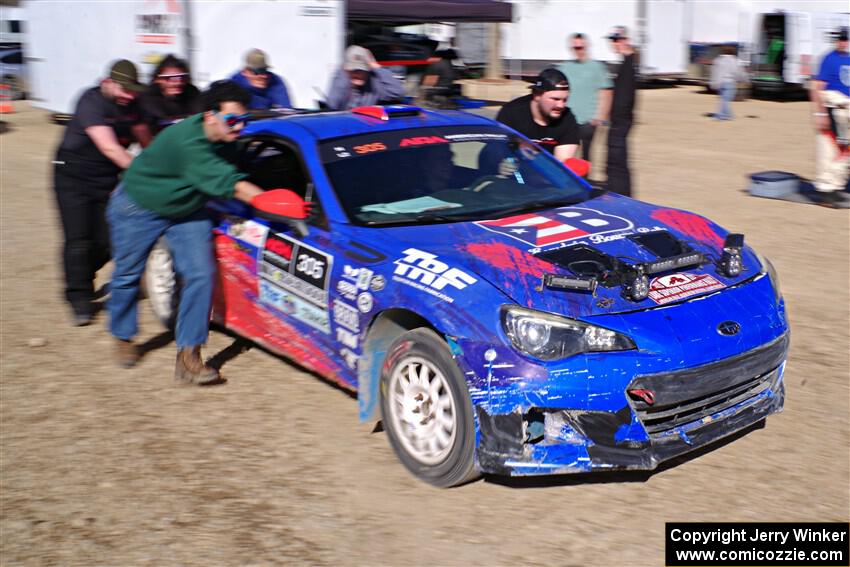 Santiago Iglesias / Cray Dumeah Subaru BRZ is pushed into service after losing the engine.