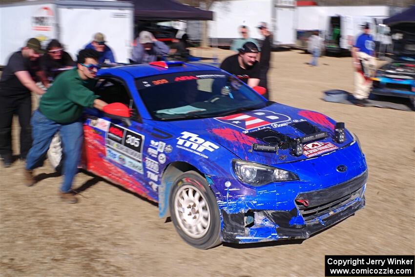 Santiago Iglesias / Cray Dumeah Subaru BRZ is pushed into service after losing the engine.