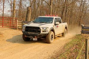 A Ford F-150 Raptor pickup sweeps SS9, KP to Ollie Long II.