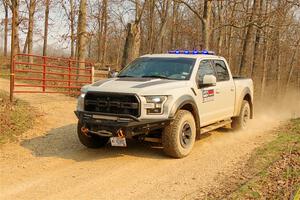 A Ford F-150 Raptor pickup sweeps SS9, KP to Ollie Long II.