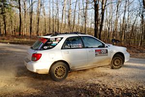 The '00' car, a Subaru Impreza Wagon, on SS12, Nova Scotia South II.