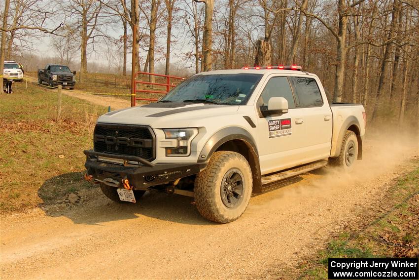 A Ford F-150 Raptor pickup sweeps SS9, KP to Ollie Long II.