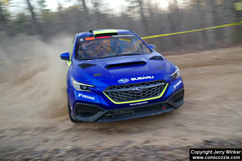 Travis Pastrana / Rhianon Gelsomino Subaru WRX ARA25L on SS12, Nova Scotia South II.