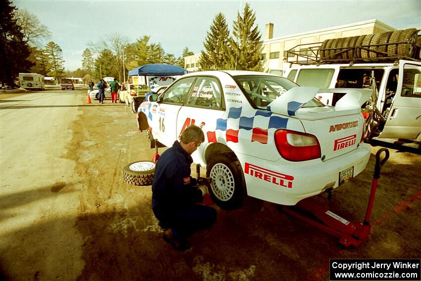 David Higgins / Calvin Cooledge Subaru WRX before the event.
