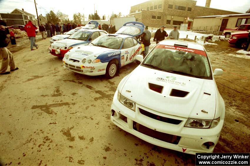 Seamus Burke / Rory Kennedy Mitsubishi Lancer Evo VI and Paul Choiniere / Jeff Becker Hyundai Tiburon at parc expose in Atlanta.