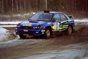 Mark Lovell / Steve Turvey Subaru WRX on SS7, Black River.