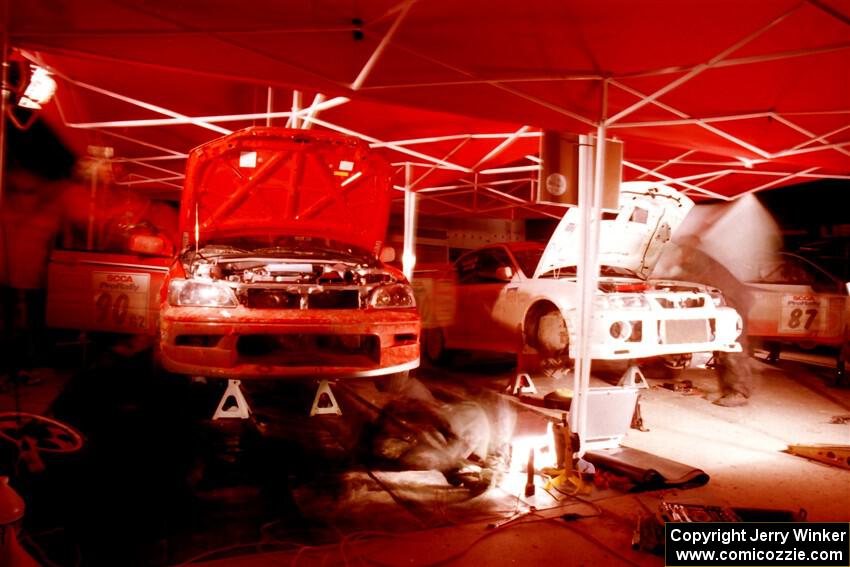 Lauchlin O'Sullivan / Matt Chester Mitsubishi Lancer RMR and Seamus Burke / Rory Kennedy Mitsubishi Lancer Evo VI at Atlanta.