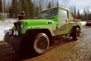 Mike Purzycki / Karen Purzycki Jeep Scrambler leaves the start of SS10, Camp 30.