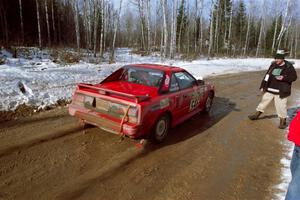 Phil Schmidt / Steve Irwin Toyota MR2 leaves the start of SS10, Camp 30.