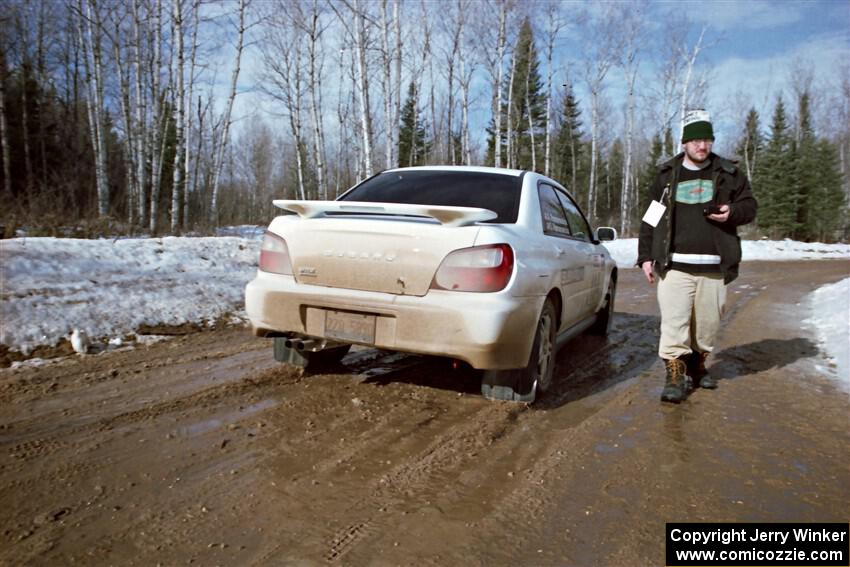 Saulius Ramanavicius / Antanas Ramanauskas Subaru WRX leaves the start of SS10, Camp 30.