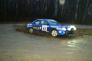 Mark Utecht / Jeff Secor Subaru WRX at the spectator corner on SS4, Blue Trail.
