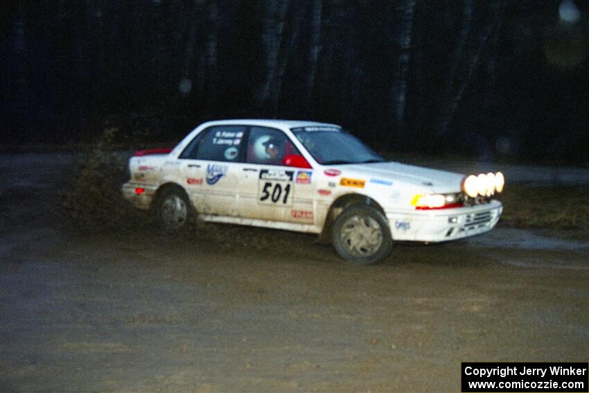 Todd Jarvey / Rich Faber Mitsubishi Galant VR-4 at the spectator corner on SS4, Blue Trail.