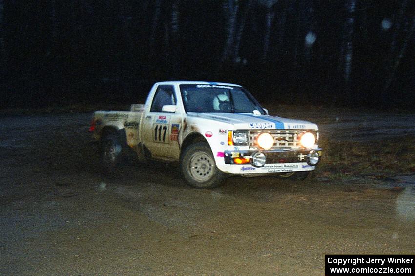 Ken Stewart / Doc Shrader Chevy S-10 at the spectator corner on SS4, Blue Trail.