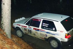Bob Nielsen / Al Kintigh VW GTI at the flying finish of SS6, Refuge Road.